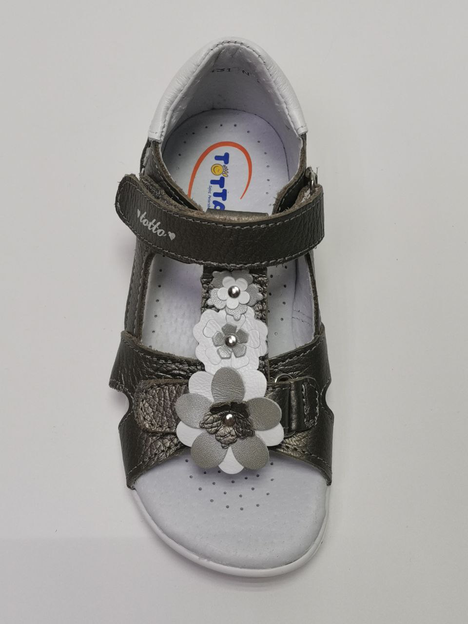 Босоножки  детские с открытым носом, бронза/белый 1131-КП-555,29 фото 1