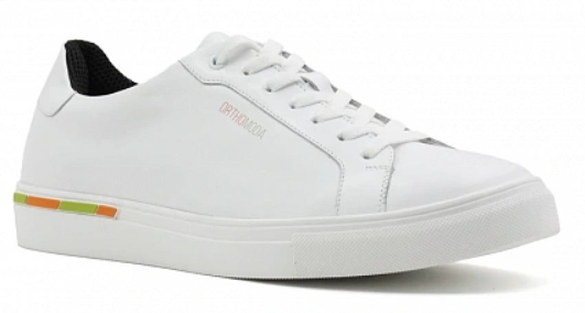 Кеды ортопедические мужские кожаные Ортомода 61145-Х-605 увеличенной полноты белые фото 1